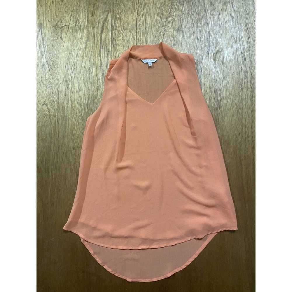 Naked Zebra Orange Sheer Sleevless Women's Blouse Polyester Small